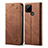 Cloth Case Stands Flip Cover for Realme C21 Brown