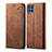 Cloth Case Stands Flip Cover for Samsung Galaxy A22 4G Brown