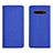 Cloth Case Stands Flip Cover H01 for Samsung Galaxy S10 Plus Blue