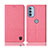 Cloth Case Stands Flip Cover H12P for Motorola Moto G31 Pink