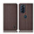 Cloth Case Stands Flip Cover H13P for Motorola Moto Edge Plus (2022) 5G Brown