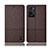 Cloth Case Stands Flip Cover H13P for Oppo A76 Brown