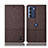 Cloth Case Stands Flip Cover H14P for Motorola Moto G200 5G Brown