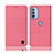 Cloth Case Stands Flip Cover H14P for Motorola Moto G41 Pink