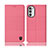 Cloth Case Stands Flip Cover H14P for Motorola MOTO G52 Pink