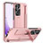 Hard Rigid Plastic Matte Finish Case Back Cover with Stand ZL1 for Samsung Galaxy S22 5G Rose Gold