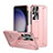 Hard Rigid Plastic Matte Finish Case Back Cover with Stand ZL2 for Samsung Galaxy S22 Ultra 5G Rose Gold