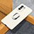 Hard Rigid Plastic Matte Finish Case Cover with Magnetic Finger Ring Stand S01 for Xiaomi Redmi K40 5G White