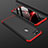 Hard Rigid Plastic Matte Finish Front and Back Cover Case 360 Degrees for Oppo A7 Red and Black