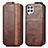 Leather Case Flip Cover Vertical for Samsung Galaxy A22 4G Brown