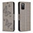 Leather Case Stands Butterfly Flip Cover Holder B01F for Samsung Galaxy A02s Gray