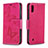 Leather Case Stands Butterfly Flip Cover Holder B01F for Samsung Galaxy A10 Hot Pink