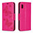 Leather Case Stands Butterfly Flip Cover Holder B01F for Samsung Galaxy A10e Hot Pink