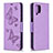 Leather Case Stands Butterfly Flip Cover Holder B01F for Samsung Galaxy A12 5G Clove Purple