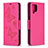 Leather Case Stands Butterfly Flip Cover Holder B01F for Samsung Galaxy A12 5G Hot Pink