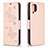 Leather Case Stands Butterfly Flip Cover Holder B01F for Samsung Galaxy A12 5G Rose Gold