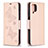 Leather Case Stands Butterfly Flip Cover Holder B01F for Samsung Galaxy A12 Rose Gold