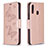 Leather Case Stands Butterfly Flip Cover Holder B01F for Samsung Galaxy A20s Rose Gold