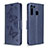 Leather Case Stands Butterfly Flip Cover Holder B01F for Samsung Galaxy A21 Blue
