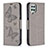 Leather Case Stands Butterfly Flip Cover Holder B01F for Samsung Galaxy A22 4G Gray