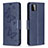 Leather Case Stands Butterfly Flip Cover Holder B01F for Samsung Galaxy A22 5G Blue