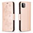 Leather Case Stands Butterfly Flip Cover Holder B01F for Samsung Galaxy A22 5G Rose Gold