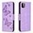 Leather Case Stands Butterfly Flip Cover Holder B01F for Samsung Galaxy A22s 5G Clove Purple
