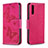 Leather Case Stands Butterfly Flip Cover Holder B01F for Samsung Galaxy A30S Hot Pink