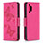 Leather Case Stands Butterfly Flip Cover Holder B01F for Samsung Galaxy A32 4G Hot Pink