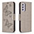 Leather Case Stands Butterfly Flip Cover Holder B01F for Samsung Galaxy A34 5G Gray