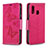 Leather Case Stands Butterfly Flip Cover Holder B01F for Samsung Galaxy A40 Hot Pink