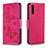 Leather Case Stands Butterfly Flip Cover Holder B01F for Samsung Galaxy A50 Hot Pink