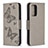 Leather Case Stands Butterfly Flip Cover Holder B01F for Samsung Galaxy A52 4G Gray