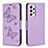 Leather Case Stands Butterfly Flip Cover Holder B01F for Samsung Galaxy A53 5G Clove Purple