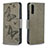 Leather Case Stands Butterfly Flip Cover Holder B01F for Samsung Galaxy A70 Gray