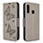 Leather Case Stands Butterfly Flip Cover Holder B01F for Samsung Galaxy A70E Gray