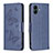 Leather Case Stands Butterfly Flip Cover Holder B01F for Samsung Galaxy F04 Blue