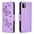 Leather Case Stands Butterfly Flip Cover Holder B01F for Samsung Galaxy F42 5G Clove Purple