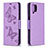 Leather Case Stands Butterfly Flip Cover Holder B01F for Samsung Galaxy M12 Clove Purple