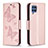 Leather Case Stands Butterfly Flip Cover Holder B01F for Samsung Galaxy M32 4G Rose Gold