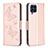 Leather Case Stands Butterfly Flip Cover Holder B01F for Samsung Galaxy M53 5G Rose Gold