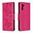 Leather Case Stands Butterfly Flip Cover Holder B01F for Samsung Galaxy Note 10 5G Hot Pink