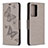 Leather Case Stands Butterfly Flip Cover Holder B01F for Samsung Galaxy Note 20 Ultra 5G Gray