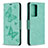 Leather Case Stands Butterfly Flip Cover Holder B01F for Samsung Galaxy Note 20 Ultra 5G Green