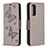 Leather Case Stands Butterfly Flip Cover Holder B01F for Samsung Galaxy S20 FE 4G Gray