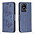 Leather Case Stands Butterfly Flip Cover Holder B01F for Vivo Y11 (2023) Blue