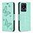 Leather Case Stands Butterfly Flip Cover Holder B01F for Vivo Y11 (2023) Green