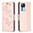 Leather Case Stands Butterfly Flip Cover Holder B01F for Xiaomi Mi 12T Pro 5G Rose Gold