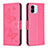 Leather Case Stands Butterfly Flip Cover Holder B01F for Xiaomi Poco C50 Hot Pink