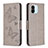 Leather Case Stands Butterfly Flip Cover Holder B01F for Xiaomi Poco C51 Gray